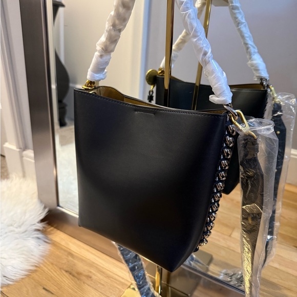 Stella McCartney Frayme Black, Gold and Silver Vegan Leather Shoulder Bag - Picture 7 of 14